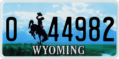 WY license plate 044982