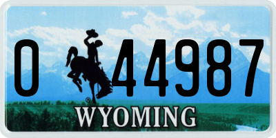 WY license plate 044987