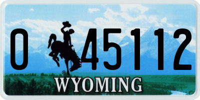 WY license plate 045112