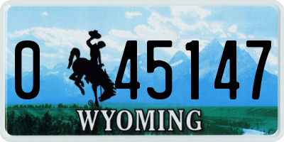 WY license plate 045147