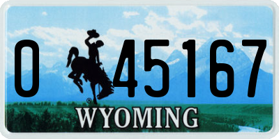 WY license plate 045167