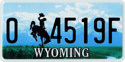 WY license plate 04519F