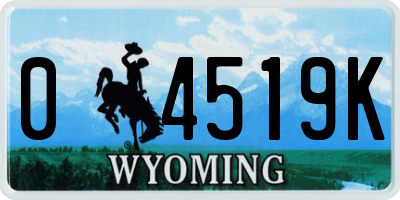 WY license plate 04519K