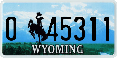 WY license plate 045311