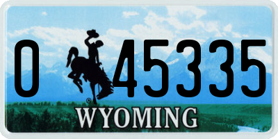 WY license plate 045335