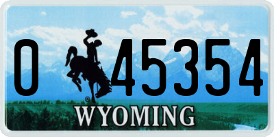 WY license plate 045354
