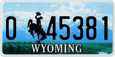 WY license plate 045381