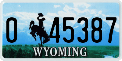 WY license plate 045387