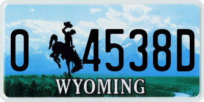 WY license plate 04538D