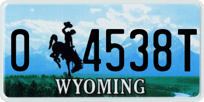 WY license plate 04538T