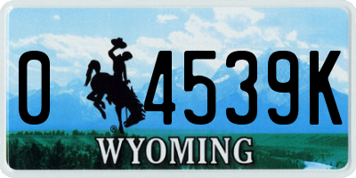 WY license plate 04539K