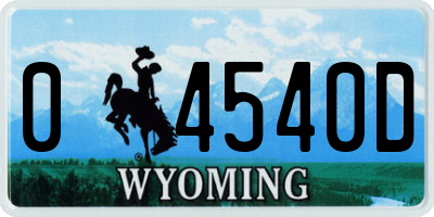 WY license plate 04540D