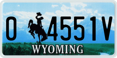 WY license plate 04551V