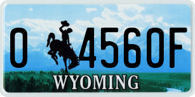 WY license plate 04560F
