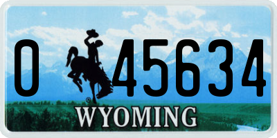WY license plate 045634