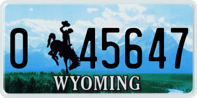 WY license plate 045647