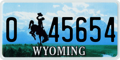 WY license plate 045654