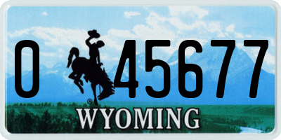 WY license plate 045677