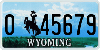 WY license plate 045679