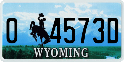 WY license plate 04573D