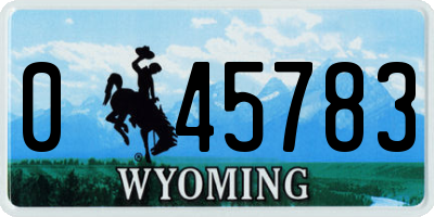 WY license plate 045783