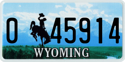 WY license plate 045914