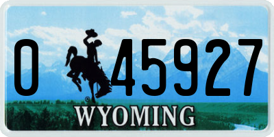 WY license plate 045927