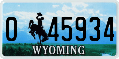 WY license plate 045934