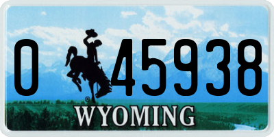 WY license plate 045938