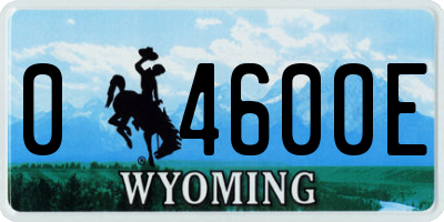 WY license plate 04600E