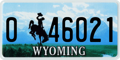 WY license plate 046021