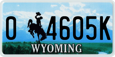 WY license plate 04605K