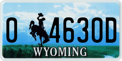 WY license plate 04630D