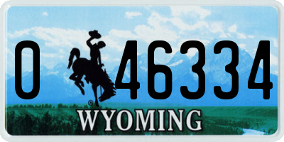 WY license plate 046334
