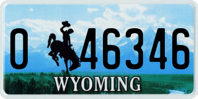 WY license plate 046346