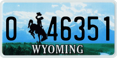 WY license plate 046351