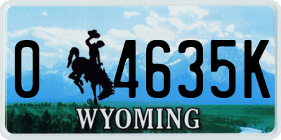 WY license plate 04635K