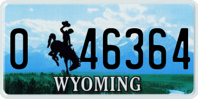 WY license plate 046364