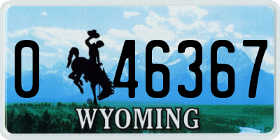 WY license plate 046367