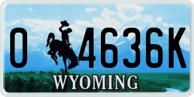 WY license plate 04636K