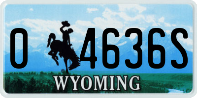 WY license plate 04636S