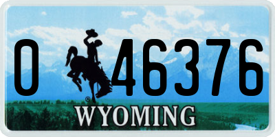 WY license plate 046376