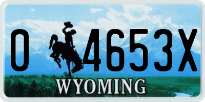 WY license plate 04653X