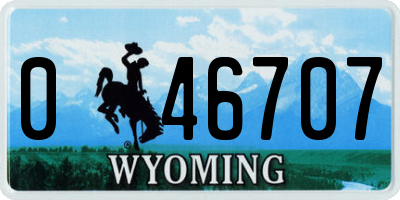 WY license plate 046707