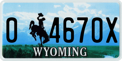 WY license plate 04670X