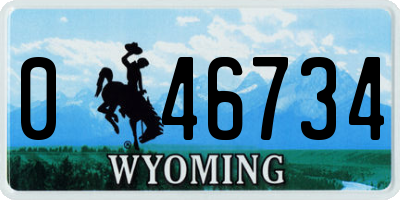 WY license plate 046734