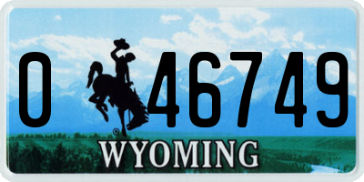 WY license plate 046749