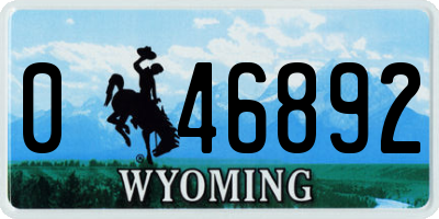 WY license plate 046892