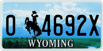 WY license plate 04692X