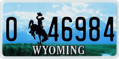 WY license plate 046984